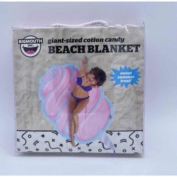 BigMouth Gigantic Pink Beach Blanket 75 in x 47 In New In Package Cotton Candy - Picture 1 of 3